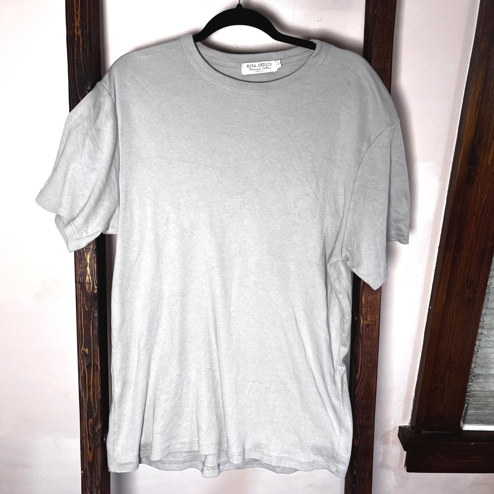 Mida Undici Premium Cotton T-Shirt Mens Small Grey Taupe Crewneck Made in Italy